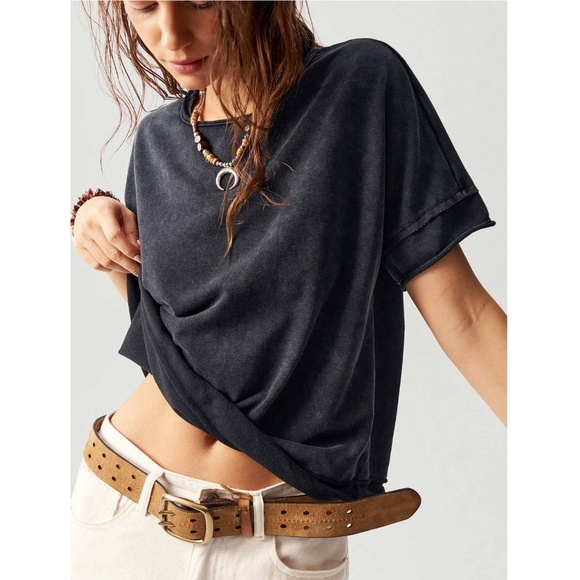 Black Butterfly Mesh Sheer Back Insert Tee Shirt - Picture 2 of 9